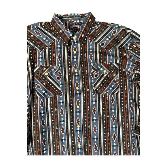 Panhandle Slim Western Shirt XXL Aztec Southwestern Tribal Print Pearl Button - Picture 2 of 8
